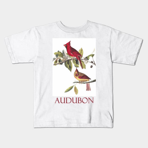 Cardinal Grosbeak by John James Audubon Kids T-Shirt by Naves